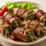 季節野菜の節照たれ肉巻き